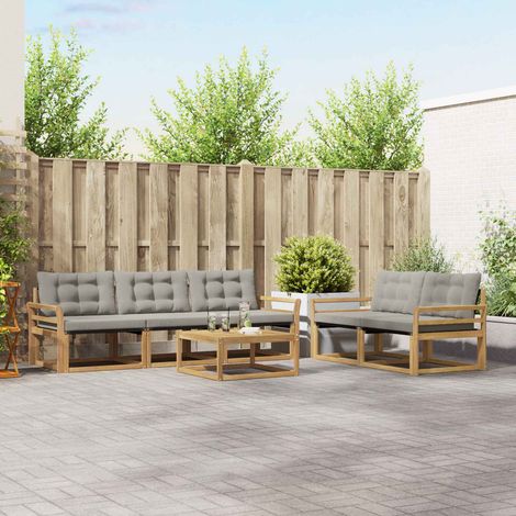 vidaXL Outdoor-Sofagarnitur 6 pcs Weiß und Hellgrau 79 x 79 x 37 cm (1/5)