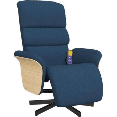 vidaXL Poltrona Reclinabile Massaggiante con Poggiapiedi Blu (1/5)