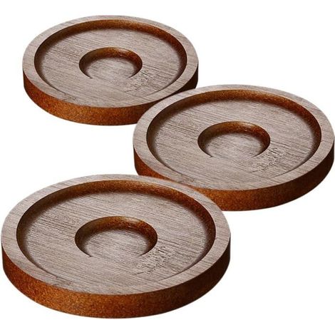 Lot de 3 sous-Verres Ronds en Bois Rouge Base Antidérapante Protège-Table pour Verre à Whisky Café et Boissons Support (1/5)