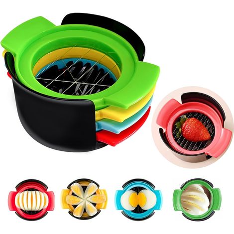 4 en 1 Coupe Oeuf à La Coque, Coupe Oeufs Durs, Toqueur Oeuf à La Coque en Acier Inoxydable 304 et Plastique ABS, Coupe Kiwi pour Couper Les œufs Les Aliments Mous Les Kiwis et Les Fraises