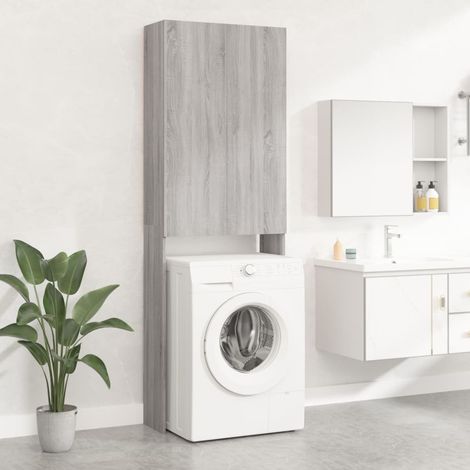 Armoire Meuble pour machine à laver,meuble de Salle de Bain Sonoma gris 64x25,5x190 cm -QS84755 (1/5)