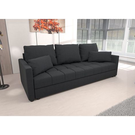 AX LIVING Schlafsofa modern Dolceo 226 cm breit – anthrazit farbene Couch