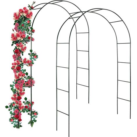 2 x Black Powder Coated Steel Garden Arch Trellis Garden Decoration and Ornament for Climbers (1/5)