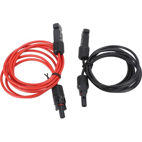 Câble de rallonge panneau solaire 2m 6,6ft 12AWG 2,5mm² avec connecteurs femelle et mâle, fil rouge et noir (1/5)