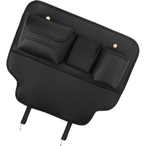 Organiseur de siège arrière – Pochette en cuir synthétique, poche de rangement pour siège arrière, protection contre les coups de pied pour les trajets en voiture, les sorties en famille (1/5)