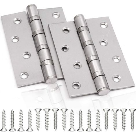 Charnière de Porte en Inox,2 Pcs Charnières De Porte Charnières Pliables Charnières Inox Épaisseur 3mm Paumelle,pour Portes massives intérieur (Silver,100X75mm)