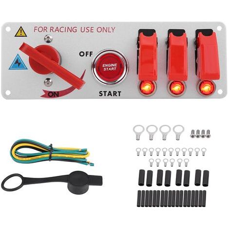 Panneau de commutateur d'allumage de voiture de course 12V, démarrage du moteur, bouton-poussoir LED, panneau à bascule (1/5)