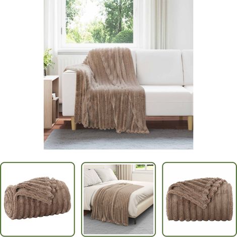 Couverture de lit - Jeté Camel 150 x 130 cm Toison (1/5)