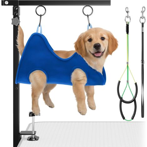 Dog Grooming Arm, Adjustable Height 66-102 cm, Includes Grooming Hammock and Anti-Sitting Strap, Stable Grooming Arm for Bathing, Clipping and Coat Care