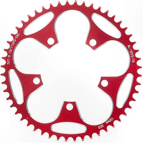 Couronne plate à montage direct pour VTT, 110 BCD, 5 trous, profil narrow-wide, coloris rouge, compatible transmission (1/5)