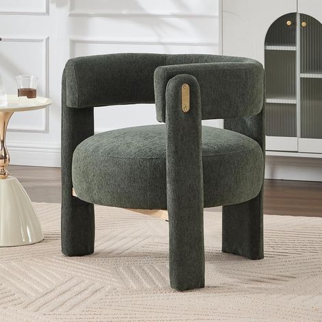 Poltrone relax, Poltrona Imbottita Sedia da Salotto in Tessuto Poltroncine Salotti con Gambe in Legno Poltroncina Moderna per Camera da Letto/Soggiorno/Caffè, Verde