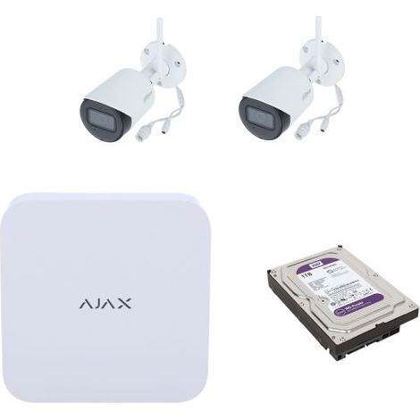 Ajax Kit NVR 8 canali bianco + 2 telecamere IP Wifi 4MP 2.8 mm + Hard disk 1Tb - 70936
