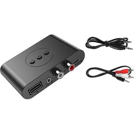 Récepteur audio Bluetooth 5.2 avec prise jack RCA et AUX 3,5 mm, adaptateur sans fil stéréo avec microphone pour kit mains libres et amplificateur de haut-parleurs de voiture (1/5)