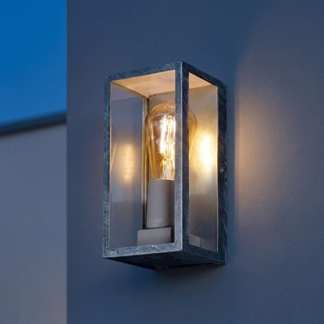 Außenleuchte Aluminium verzinkt Glas 23.5 cm hoch E27 IP44 Vintage Außenwandlampe Terrasse