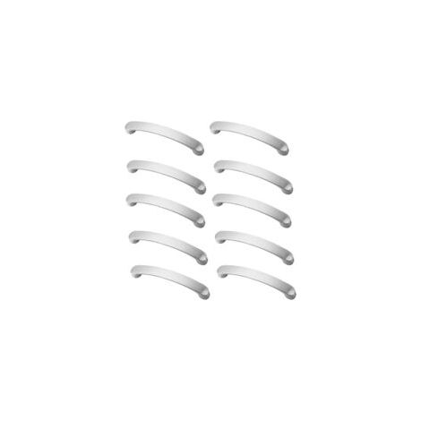 10 tiradores para muebles, tiradores de aluminio plateado para puertas de armarios de cocina, tiradores para muebles de cocina, distancia entre orificios 128 mm - Crezuo
