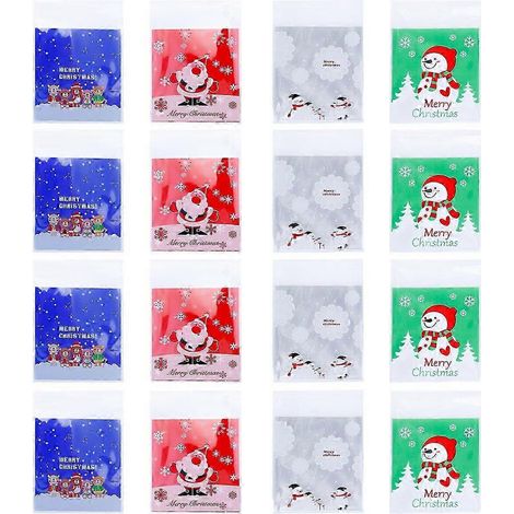Sachets d'emballage pour desserts de Noël, motif bonhomme de neige et cerf, 13 x 10 cm, PE de qualité alimentaire, fermeture automatique, pour cadeaux de mariage, lot de 400. (1/4)