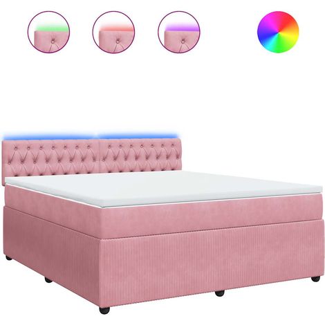 Maison Exclusive - Giroletto a Molle con Materasso Rosa 180x200 cm in Velluto