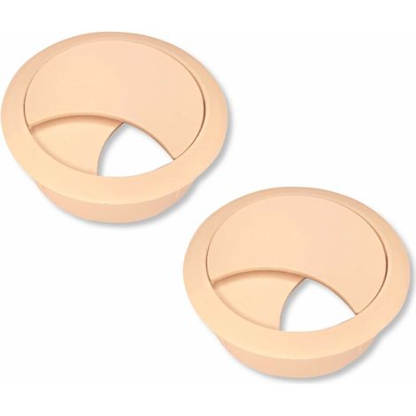 – Lot de 2 passe-câbles encastrables 68mm – Plastique beige – Pour bureau et espace de travail organisé – Accessoire de rangement câbles (1/4)