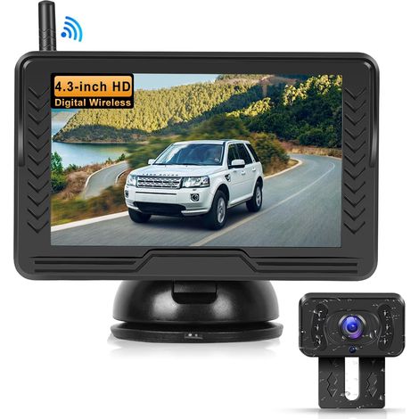 Caméra de Recul sans Fil 1080P, Kit Moniteur IPS de 4,3 Pouces, Facile à Installer, Guide des Lignes DIY, Vision Nocturne, pour Voiture/Camionnette/Pickup/Véhicule Utilitaire/Camping-Car (1/5)