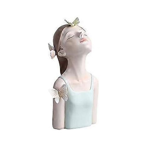 Sculpture décorative en résine représentant une fillette papillon regardant vers le haut, idéale pour décorer un vase, un salon ou une chambre. (1/5)