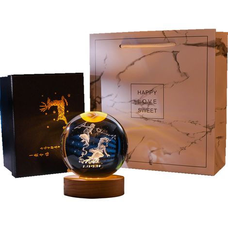 Veilleuse boule de cristal pour enfants avec base LED à lumière chaude et câble USB, cadeau d'anniversaire pour adolescents (garçons et filles), 8 cm, constellation (1/5)