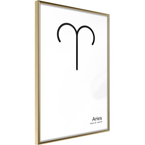 Affiche Murale Encadrée "Zodiac Aries II" 40 x 60 cm Or (1/2)