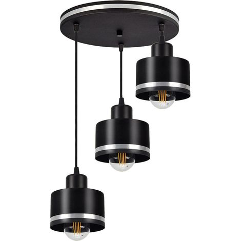 Lampadario Candellux WAMA 3xE27 nero/argento regolabile 100cm