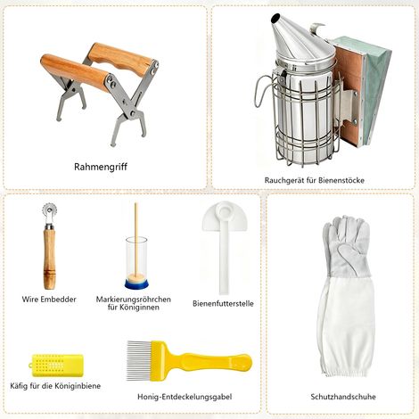 12-Piece Beekeeper Accessory Set, Beekeeping Starter Kit with Bee Smoker J-Hook Bee Brush Frame Clamp, Beekeeping Supplies Accessories Beekeeping Tools for Beginners and Professionals