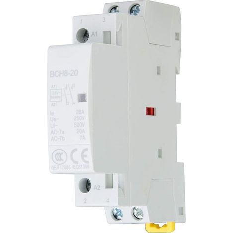 Contacteur électrique 2P 20A 24V/230V AC – Interrupteur de puissance pour rail DIN – Durée de vie électrique 100 000 cycles – Usage domestique et industriel (1/5)