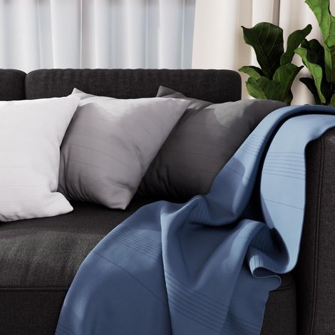 Plaid, jeté de Fauteuil, Coton, Bleu, 140x200 cm (1/3)