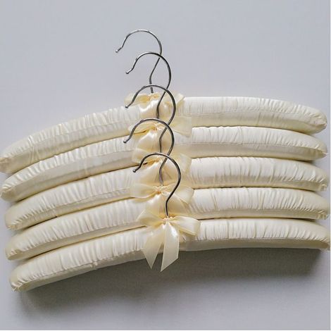 Lot de 12 cintres rembourrés en tissu pour vêtements pour femmes - Beige (1/4)