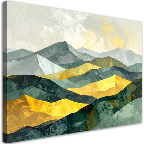 Wandbild Berglandschaft in Grün- und Gelbtönen 45x30 (1/5)