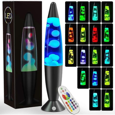 Lampe à lave LED 17 couleurs avec télécommande, veilleuse liquide dynamique apaisante, adaptée aux enfants et aux adultes. (1/3)