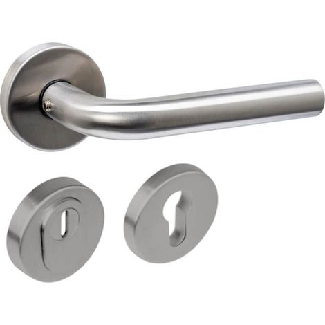 Jeu de quincaillerie de porte arrière Luzern rond en acier inoxydable - 0035.405716 (1/2)