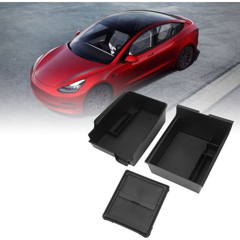 Plateau de rangement pour console centrale Tesla Model 3/Y avec petit tiroir dissimulé pour ranger documents, lunettes, cartes de crédit, petits rouges à lèvres et autres objets. Silicone. (1/5)