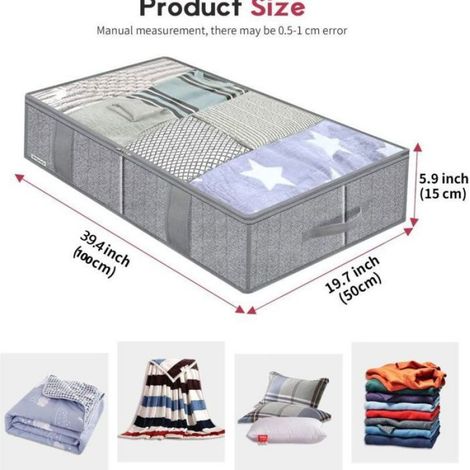 Boîte De Rangement Sous Lit - 100 X 50 X 18 Cm - 90 L - Pour Couette Et Draps - Lot De 2 (1/5)
