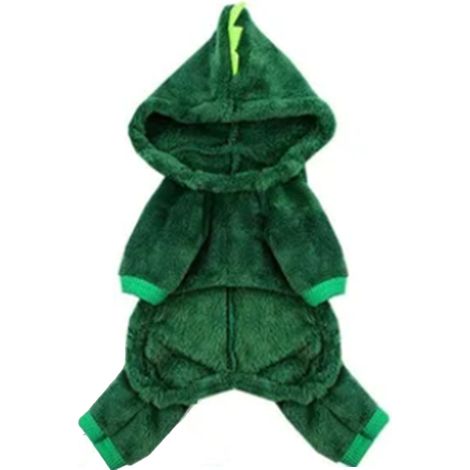 Costume de dinosaure pour chien, sweat à capuche chaud et moelleux, à la mode, pour chiot, tenues d'hiver pour chiens, chats, animaux de compagnie M (1/5)