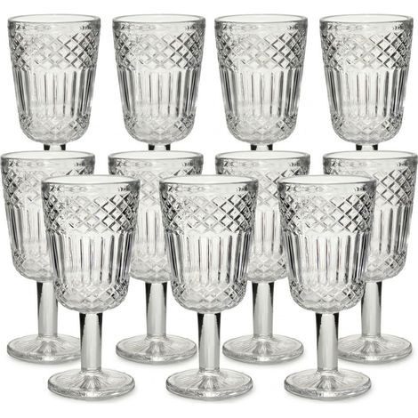 Set 12 bicchieri a Calici Imperiali bicchiere stile Antico Vintage 30cl Lavorazione a Rilievo per Acqua e Vino Ideali per una Tavola speciale e Raffinata  Casa e Ristorazione