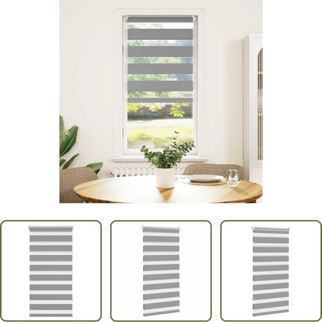 vidaXL Stoffrollo - Zebra-Rollo 80,9 x 150 cm, Stoffbreite 76,7 cm, grau (1/5)