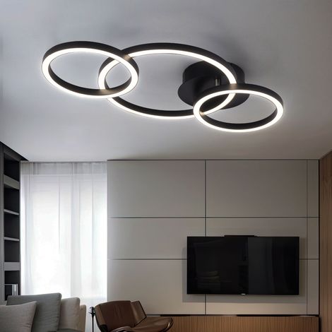 Design Deckenleuchte Deckenlampe Wohnzimmerlampe, 3 Ringe, Metall Acryl, 760 Lumen 24 Watt LED 3000 Kelvin, LxBxH 55 x 30 x 7 cm (1/5)