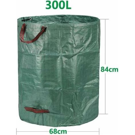 3 x 300-Liter-Gartensäcke, robuste, wasserdichte Gartenabfallsäcke, große Säcke mit Griffen, faltbar und wiederverwendbar (1/5)