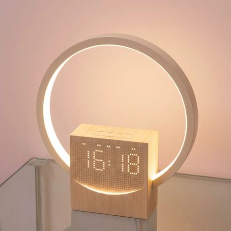 Réveil numérique (blanc) avec lever de soleil, haut-parleur Bluetooth, générateur de bruit blanc, veilleuse. (1/5)