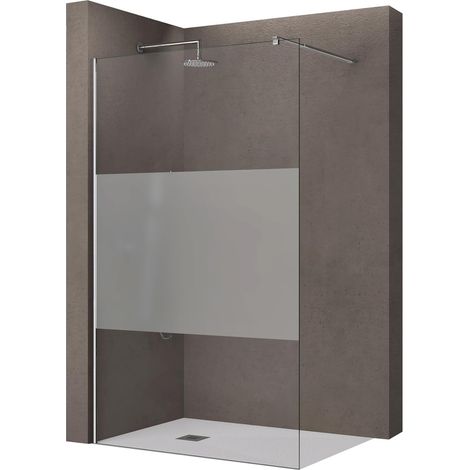 1 paroi de douche, verre de sécurité 8mm, bande opaque, stabilisateur télescopique, salle de bain (1/5)
