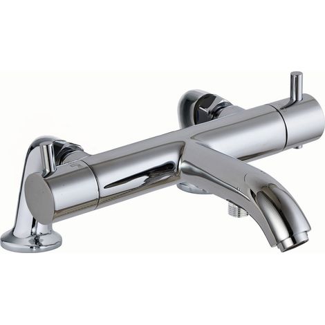 JTP Florence Thermostatic Pillar Mounted Bath Shower Mixer Tap - Chrome (1/2)