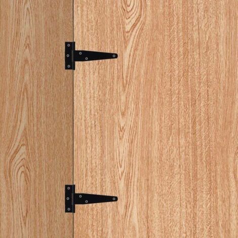 Lot de 10 charnières en T noires antirouille avec vis de charnière de porte, charnière de porte en bois de jardin, charnière de porte extérieure durable, fenêtre, garage, 5,1 cm (noir) (1/4)