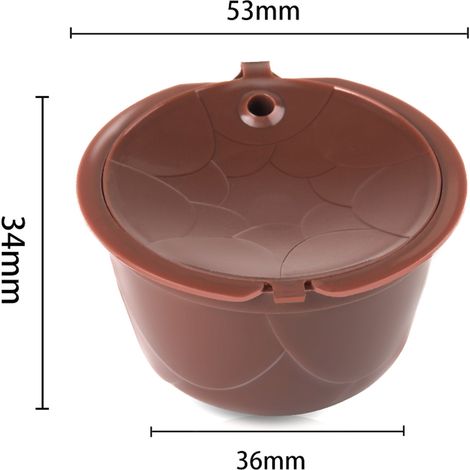 Cápsulas de café recargables compatibles con Dolce Gusto – filtro de acero inoxidable (304), sin BPA, PP, 3 unidades, 53 x 36 x 34 mm, con cepillo (1/5)