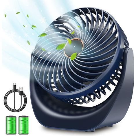 Ventilateur bureau silencieux usb avec Rechargeable Batterie 4000mAh,5 Vitesse petit ventilateur table pour La Chambre,domair,cuisine mini ventilateur portable (Bleu)