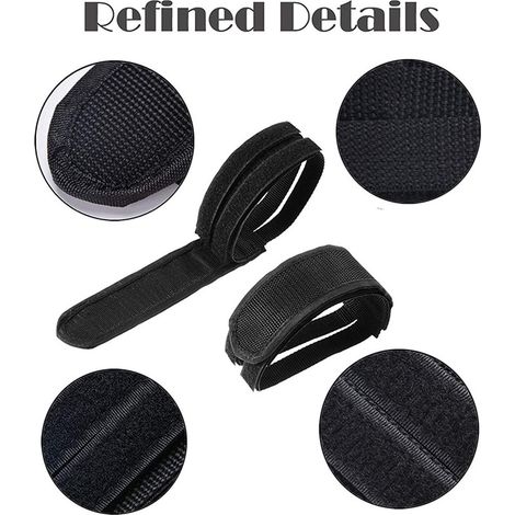 Lot de 2 sangles de pédales de vélo universelles réglables avec cale-pieds, adaptées aux vélos de route et aux VTT, noires. (1/5)
