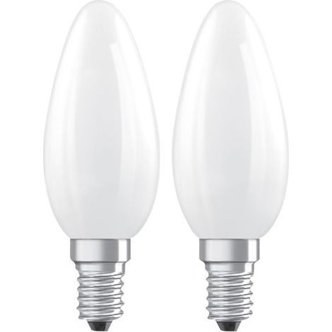 OSRAM Lampe LED forme étoile bougie B40 filament, 2700 K blanc chaud, 3,4 W, E14, dépolie, 470 lm, 15 000 h, pour lustres, luminaires décoratifs (1/2)
