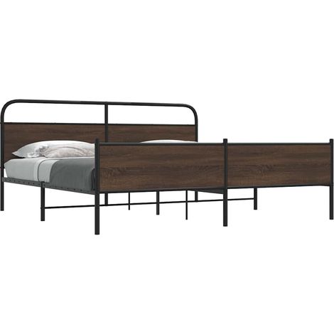 Metallbett ohne Matratze Braun Eichen-Optik 200x200 cm